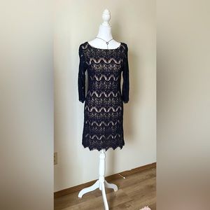Lace Navy over nude dress